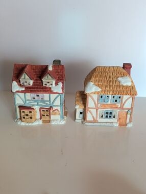 1987 Brinn's, Pair of Miniature Cottage Butcher & Bakery Houses.